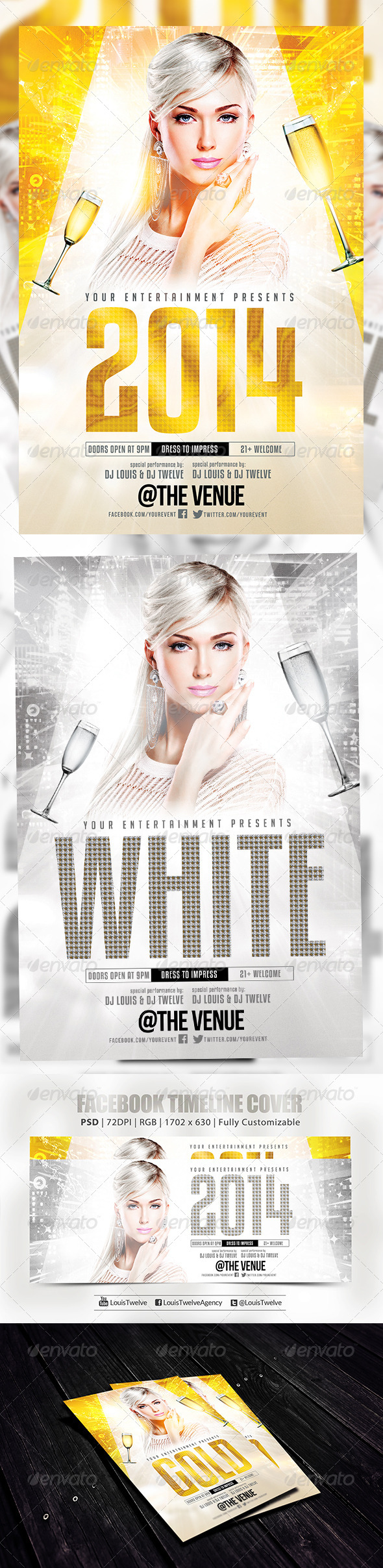 New Year or White Party | Flyer + FB Cover