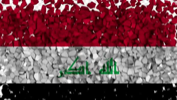 Iraq Flag Breaking Rocks Transition