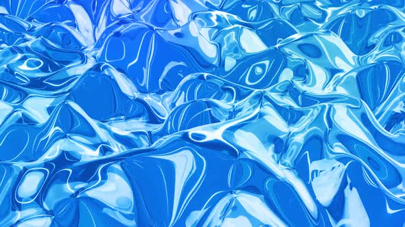 Looped Abstract Liquid Background with Wavy Sparkling Pattern on Shiny Glossy Surface