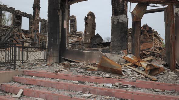 A Destroyed Residential Building in the City of Borodyanka As a Result of Bomb Attacks By the