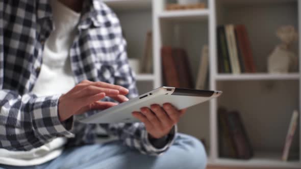 A Young Student Girl, Being On Vacation, Spends Her Leisure Time Sitting In Social Networks