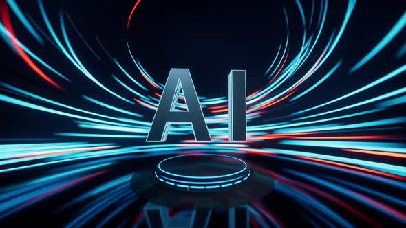 AI concept with spin lines effect background