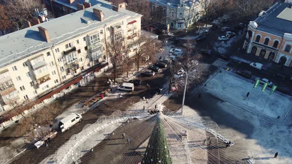 Christmas Tree in the Center of Poltava Ukraine