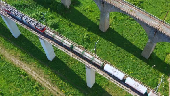 Train Ride on Rails Carrying Liquid or Bulk Cargo