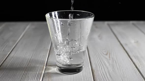 Closeup of Water Pouring Into a Transparent Glass