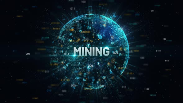 Mining Cryptocurrency Digital Globe Earth 4K