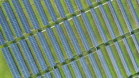 Aerial View of Solar Energy Panels, Solar Panels, Solar Power Plants.