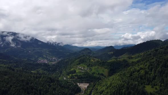 Green Mountains Landscape Aerial View