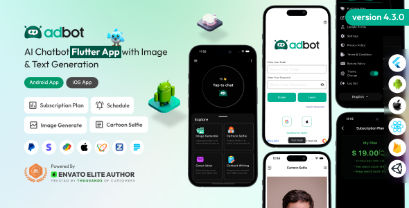 AdBot - AI Chatbot Flutter App with Image & Text Generation