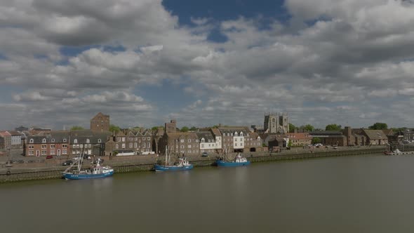 River Great Ouse King's Lynn Quay Boats Aerial View