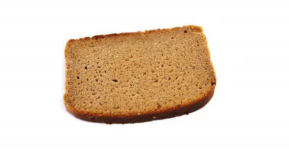 Single bread slice on white background