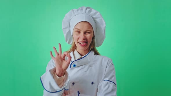 Very Attractive and Funny Baker Woman in Front of