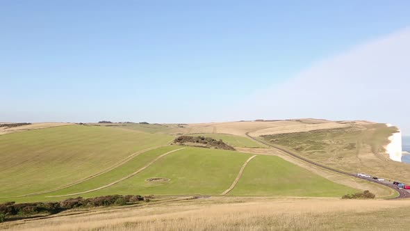 English countryside and Beachy Head lighthouse