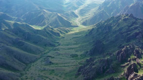 Aerial View of Mountains in Yol Valley Mongolia