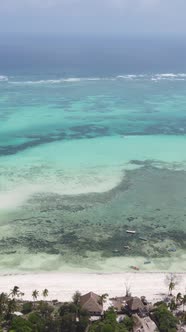 Tanzania  Vertical Video of the Ocean Near the Coast of Zanzibar Slow Motion