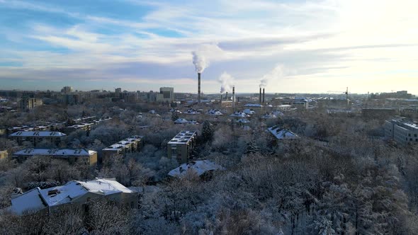 Aerial View of Plat Pipes in the City