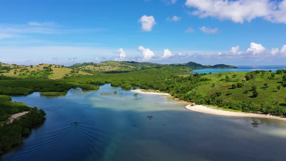A Tropical Island with a Turquoise Lagoon and a Sandbank. Caramoan Islands, Philippines.