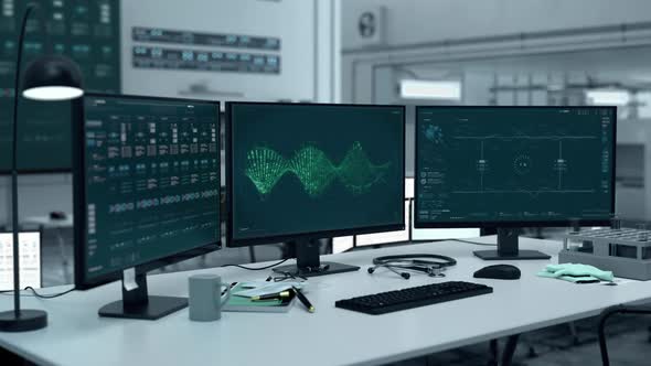 Human DNA Scan By Modern Scientific Analysis Software In Biology Research Lab.