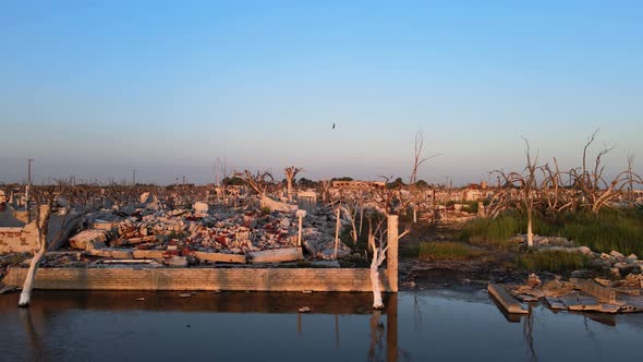 Derelict buildings throughout Epecuen historic flooded Town