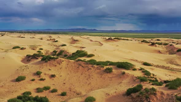 Aerial View of the Sand Dunes in Mongolia