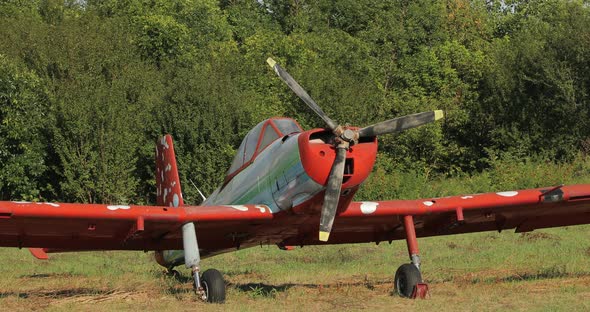 Old Restored Airplane Standing on the Ground