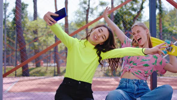 Multiethnic Two Ladies Friends with a Large Smile