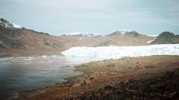 Big Glacier in Mountains in Alaska at Summer