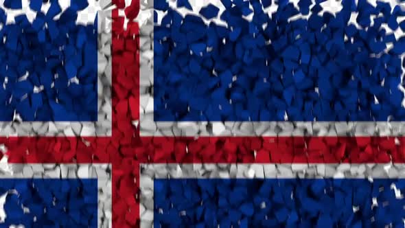 Iceland Flag Breaking Rocks Transition