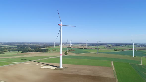 Aerial view of wind turbines, Swabian Alb, Germany