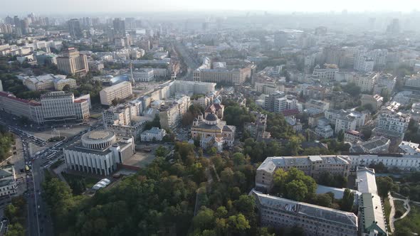 Cityscape of Kyiv, Ukraine. Aerial View, Slow Motion