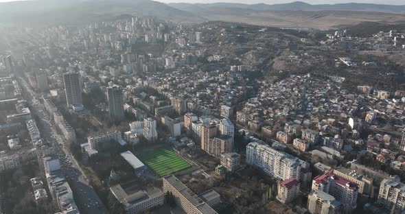 Tbilisi, Georgia - March 3 2022: Flying over Al. Kazbegi Avenue