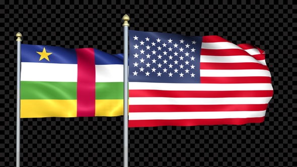 Central African Republic And United States Two Countries Flags Waving