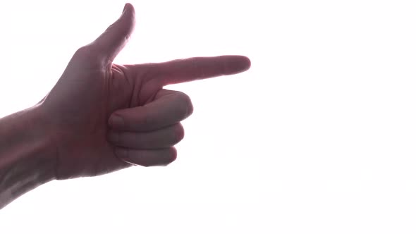 Person does hand gesture with bright white backdrop 17