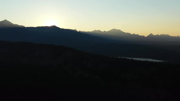 Sunset Over Jagged Peaks Of  Sawtooth Mountains, Idaho - Summer - Aerial