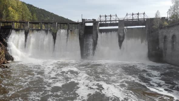 Dam on the River Keeps the Water Level at the Mouth
