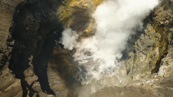 Active Volcano with a Crater. Gunung Bromo, Jawa, Indonesia.
