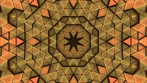 3D Golden Mandala VJ Abstract Background