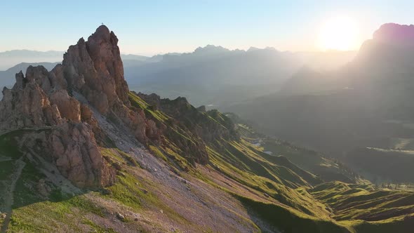 Sunrise in the Dolomites mountains