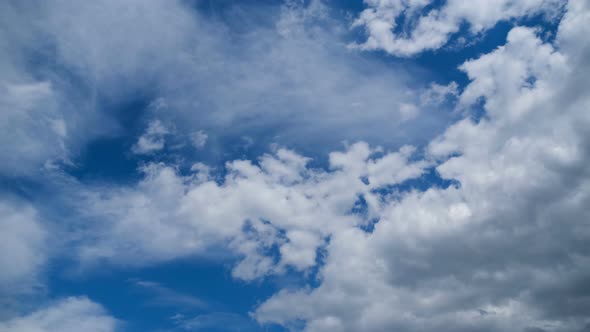 Clouds Move Smoothly in the Blue Sky. Timelapse