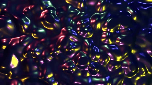 Looped 3d Animation. Abstract Colorful Wavy Background In Bright Rainbow Colors.
