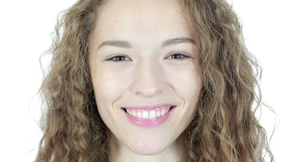 Close Up Of Winking Eye, Woman Face , White Background