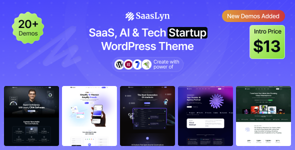 Saaslyn - Saas, AI & Tech Startup WordPress Theme