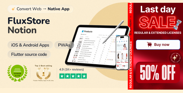 FluxStore Notion - Serverless Flutter App for Notion