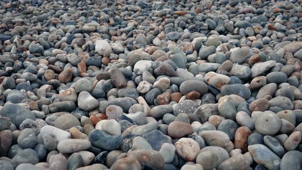 Rocky Beach Surface With Colorful Stones Moving Shot