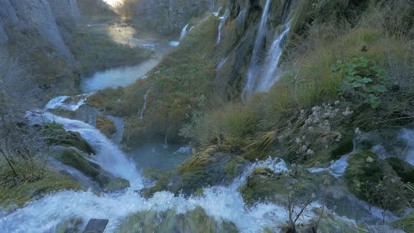 Waterfalls in the canyon of Plitvice Park