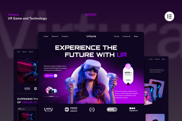 Virtura - VR Game and Technology Website Elementor Template Kits