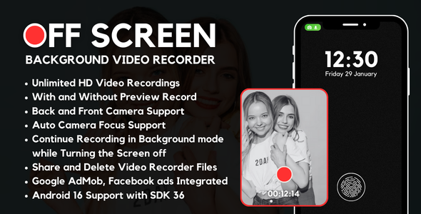 OffScreen Background Video Recorder with AdMob Ads Android