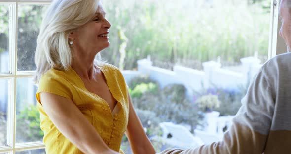 Senior couple dancing on the porch at home 4k