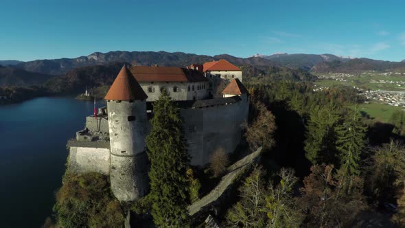 Aerial view of Bled castle