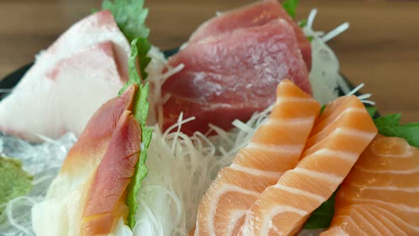 Raw fresh seafood sashimi Japanese food style